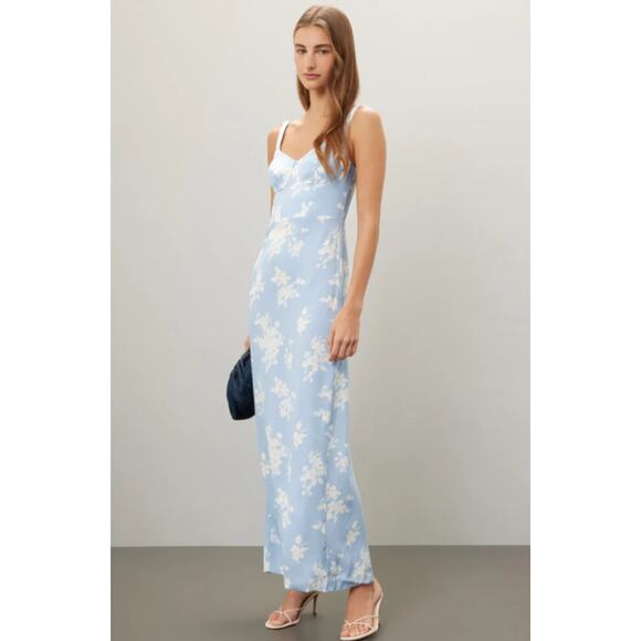 Reformation Reverie Blue Flora Dress - Picture 1 of 10